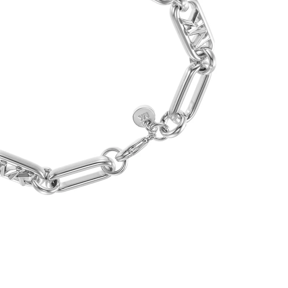Michael Kors Platinum Plated Brass Premium Empire Link Chain Bracelet - Image 3