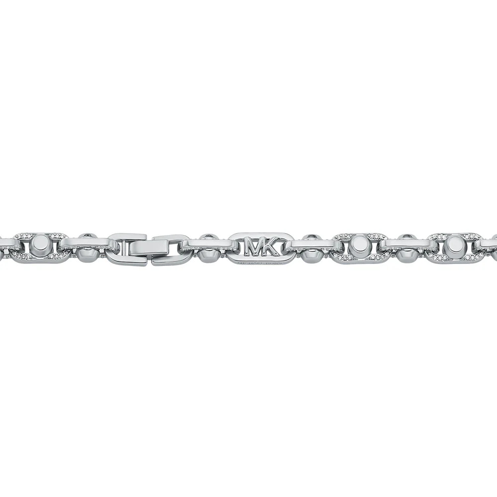 Michael Kors Silver Plated Brass Astor Link Pave 16" Chain - Image 2