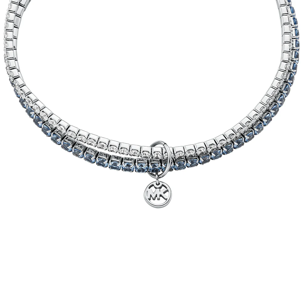 Michael Kors Silver Plated Brass Clear And Denim Zirconia Stretch Tennis Bracelet - Image 2