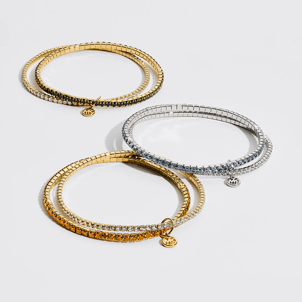 Michael Kors Silver Plated Brass Clear And Denim Zirconia Stretch Tennis Bracelet - Image 3