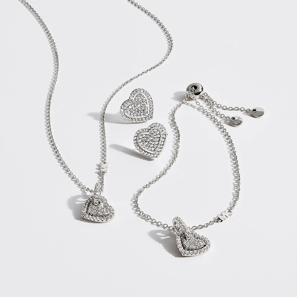 Michael Kors Sterling Silver Pave Heart Bracelet - Image 2
