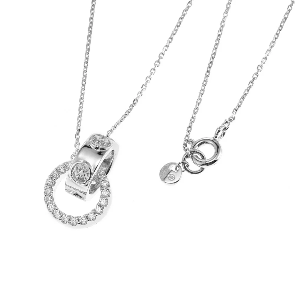 Michael Kors Sterling Silver Premium Interlocking Circle Pendant with Chain - Image 2