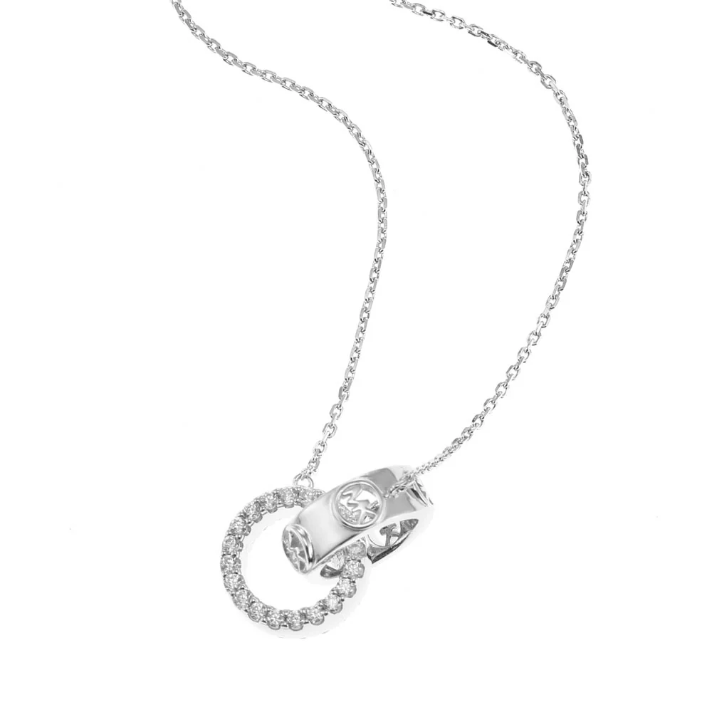 Michael Kors Sterling Silver Premium Interlocking Circle Pendant with Chain - Image 3