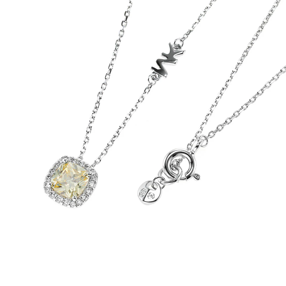 Michael Kors Sterling Silver Premium Pave Cushion Cut Pendant with Chain - Image 2