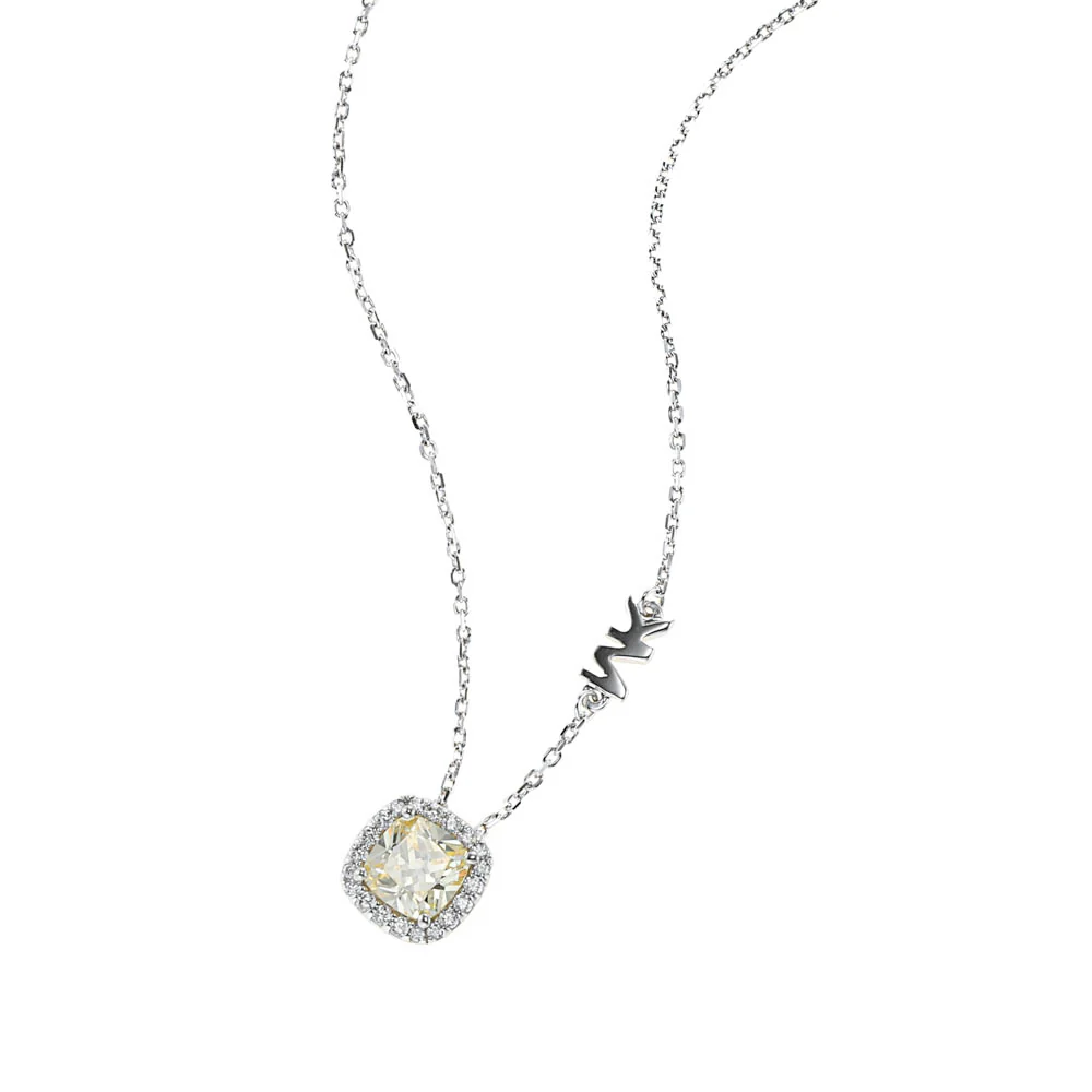 Michael Kors Sterling Silver Premium Pave Cushion Cut Pendant with Chain - Image 3