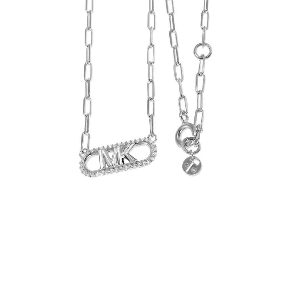 Michael Kors Sterling Silver Premium Pave Empire Link Pendant With Chain - Image 2
