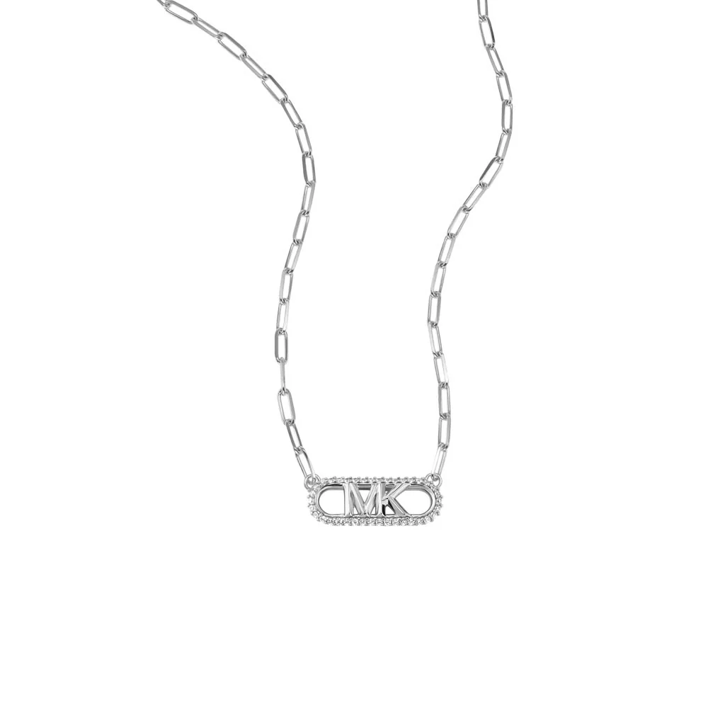 Michael Kors Sterling Silver Premium Pave Empire Link Pendant With Chain - Image 3