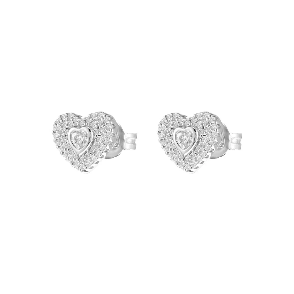 Michael Kors Sterling silver Premium Pave Heart Stud Earring - Image 3