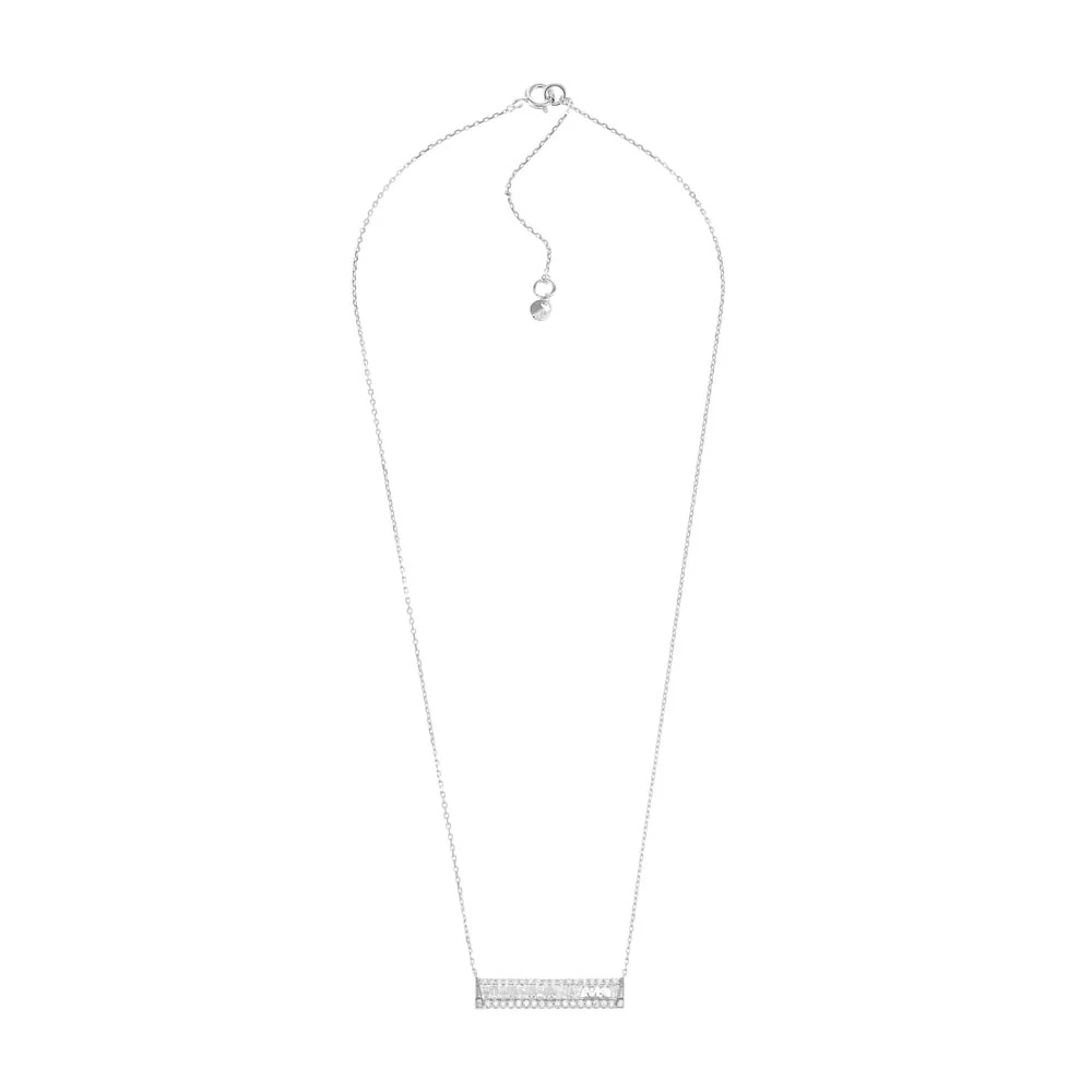 Michael Kors Sterling Silver Tapered Baguette Bar Earrings And Pendant With Chain Set - Image 2