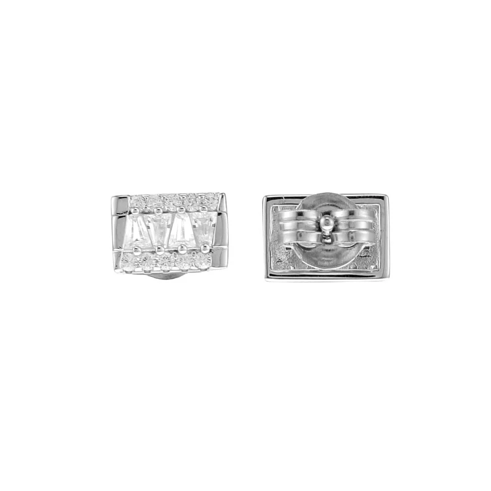 Michael Kors Sterling Silver Tapered Baguette Bar Earrings And Pendant With Chain Set - Image 6