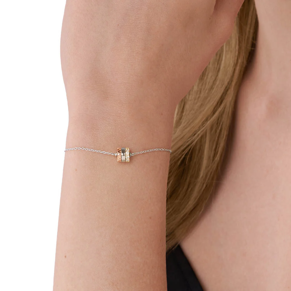 Michael Kors Three Tone Gold And Rose Gold Plated Sterling Silver Premium Rondelle Slider Bracelet - Image 5