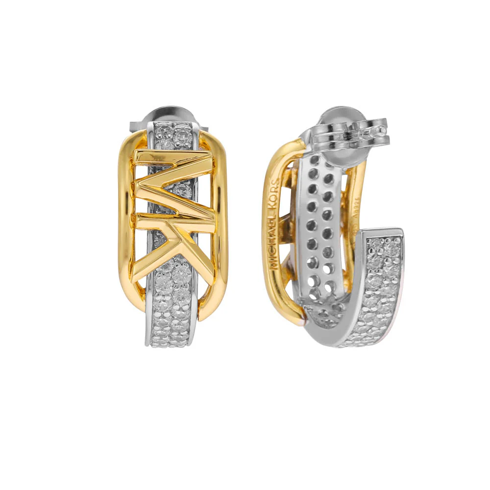 Michael Kors Two Tone Gold Plated Sterling Silver Premium Hoop Earring - Image 2
