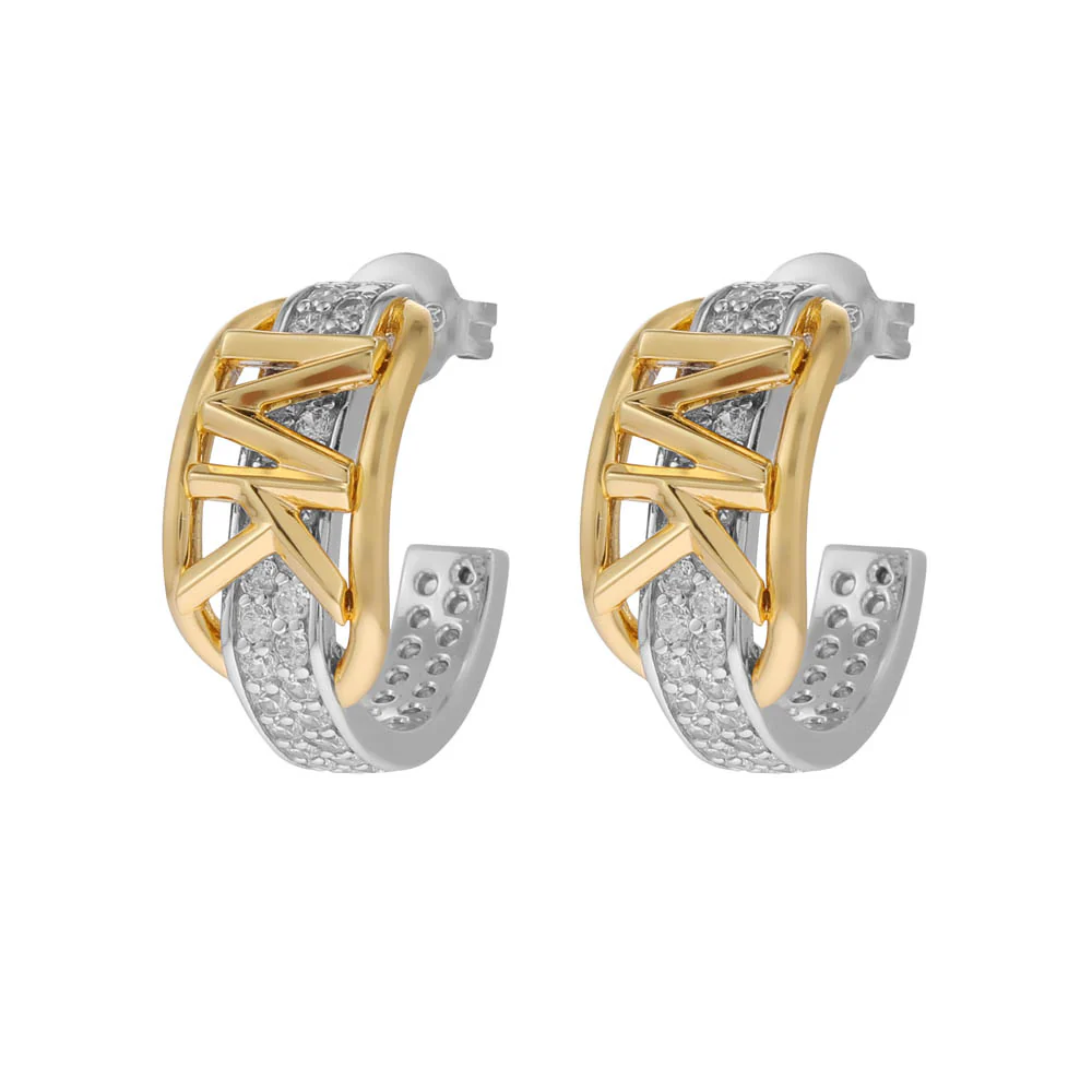 Michael Kors Two Tone Gold Plated Sterling Silver Premium Hoop Earring - Image 3