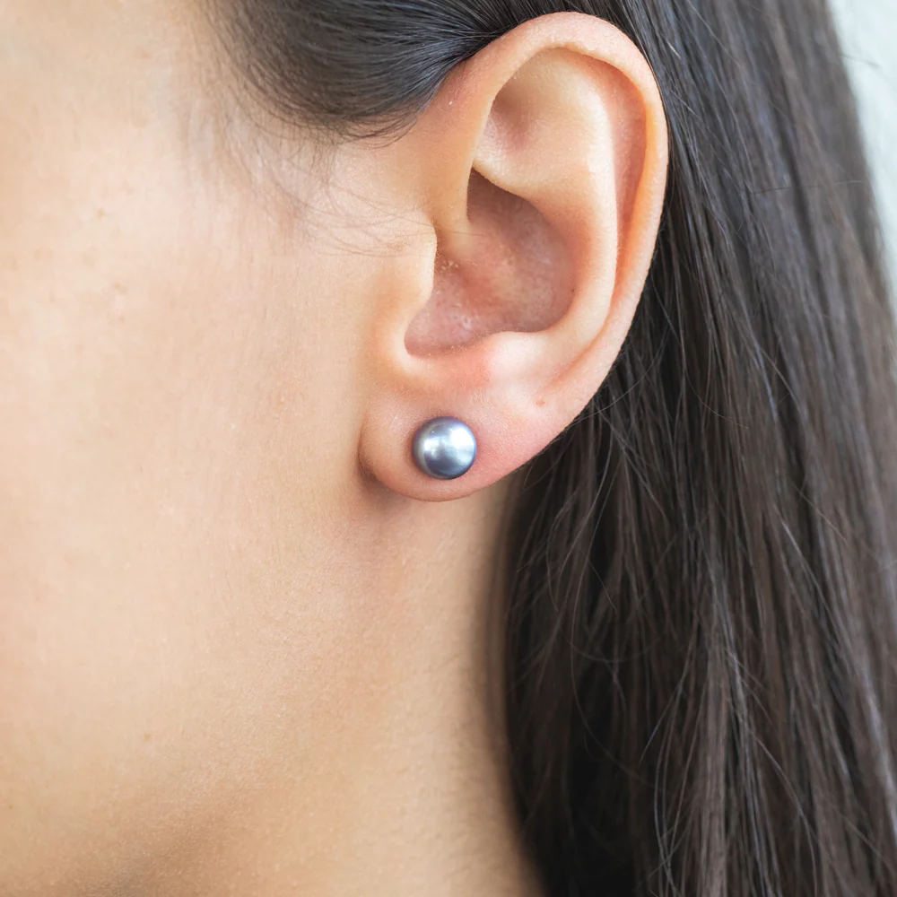 Mixed Colour Freshwater Pink White Grey Pearl Earring Stud Set - Image 3