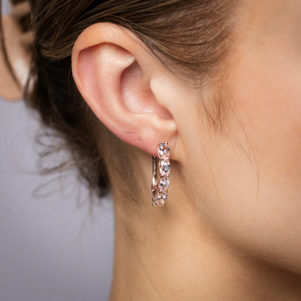Morganite Hoop Earrings in Gold Plated Silver - Image 2