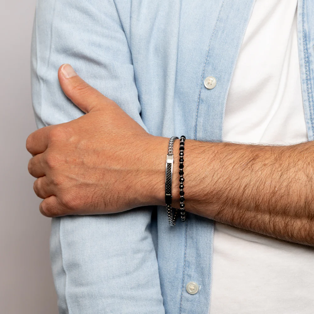 Multi-Strand Beaded Chain Stainless Steel Bracelet - Image 3