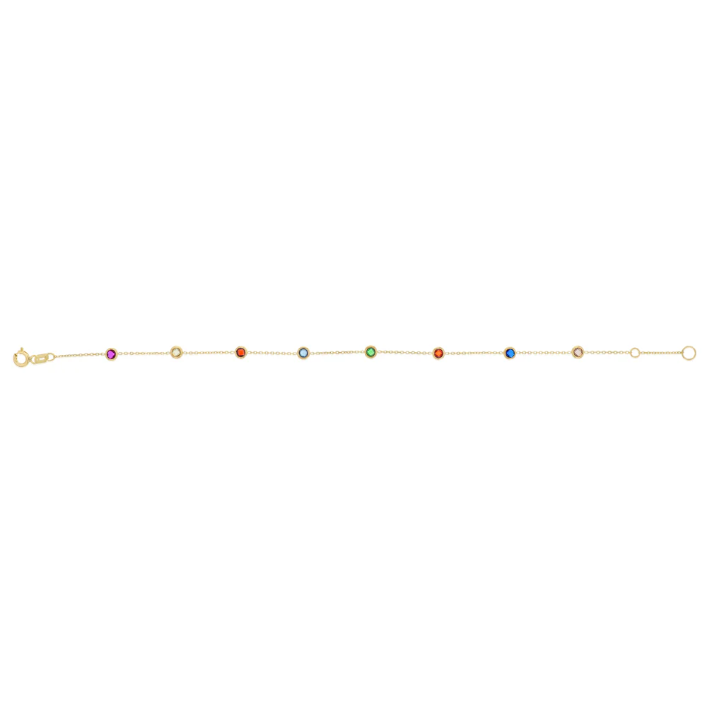 Multicolour Cubic Zirconia 18-19CM Adjustable Bracelet in 9ct Yellow Gold - Image 2
