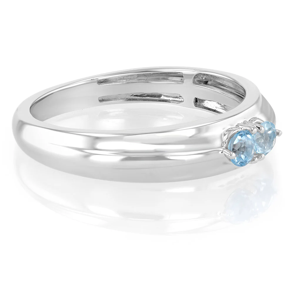 Natural Blue Topaz Ring in 9ct White Gold - Image 2