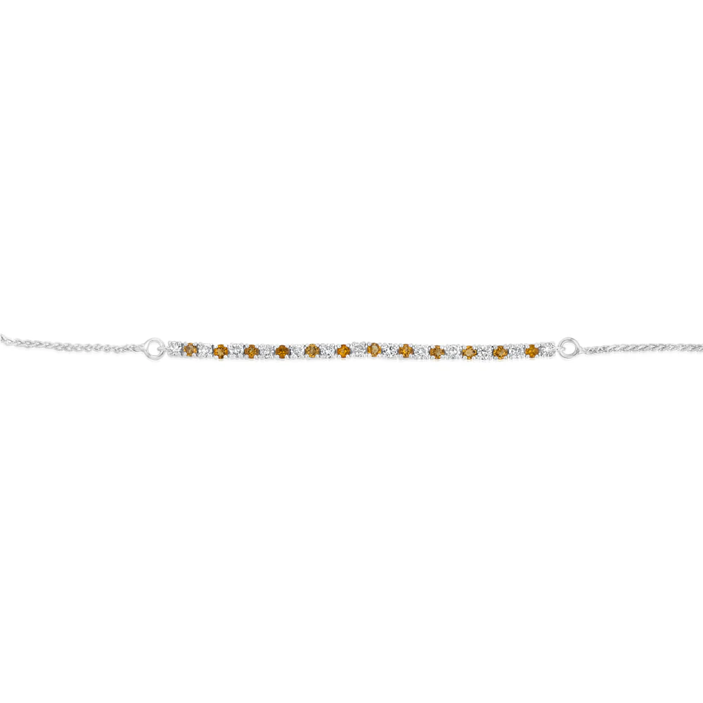 Natural Citrine and Luminesce Lab Grown 1/2 Carat Diamond Bracelet Bolo Clasp in Sterling Silver - Image 2