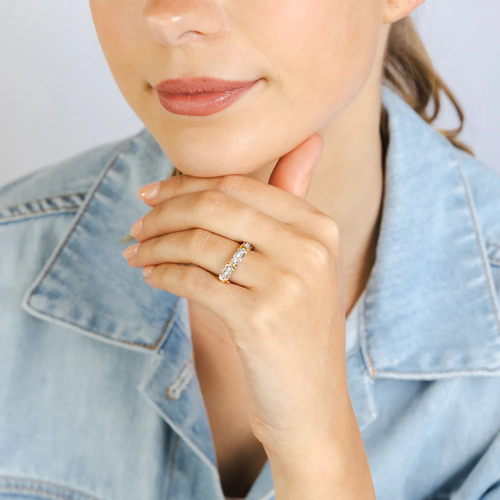 Natural Diamond Ring in Gold Plated Silver - Image 3