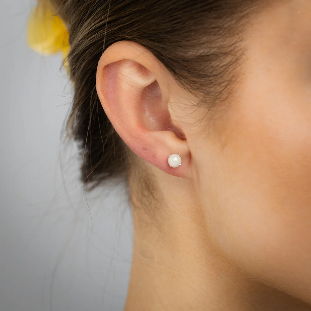 Natural Opal Stud Earrings in Sterling Silver - Image 2