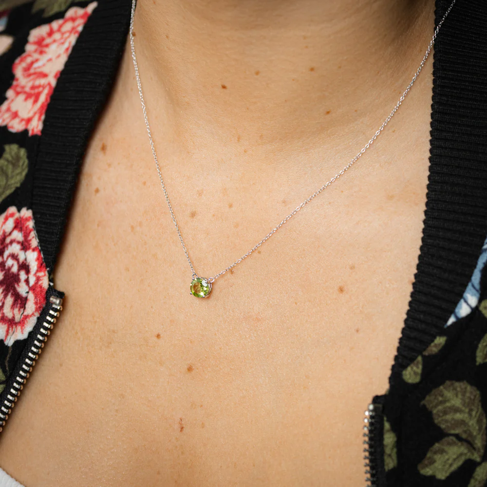 Natural Peridot Pendant with 45cm Chain in Sterling Silver - Image 2