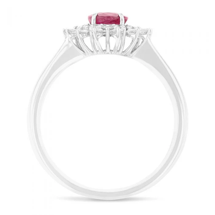 Natural Ruby & 0.51ct Diamond Cluster Ring in 18ct White Gold - Image 3