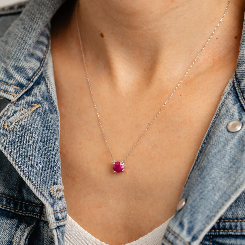 Natural Ruby Pendant on 45cm Chain in Sterling Silver - Image 2