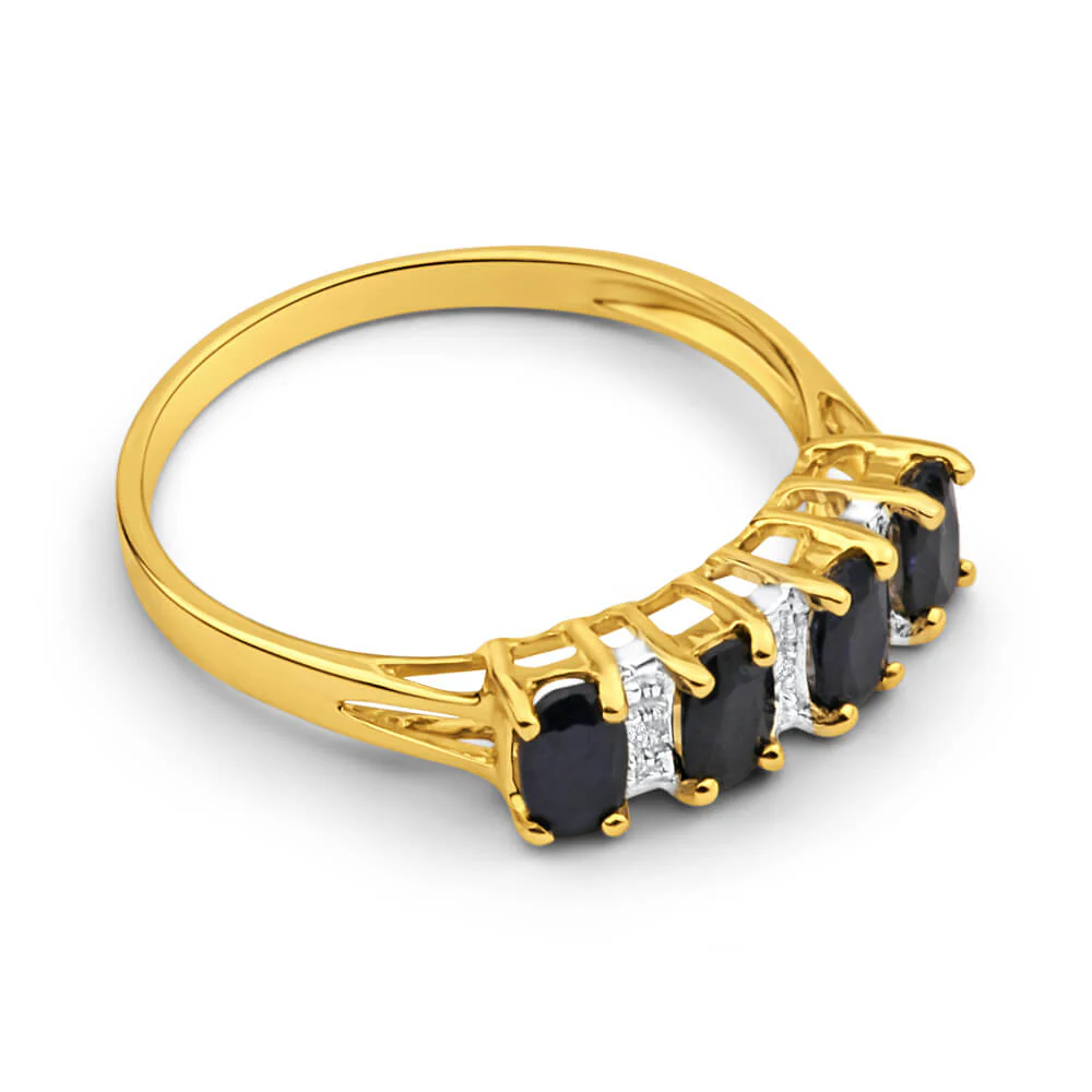 Natural Sapphire and Diamond Ring in 9ct Yellow Gold - Image 2