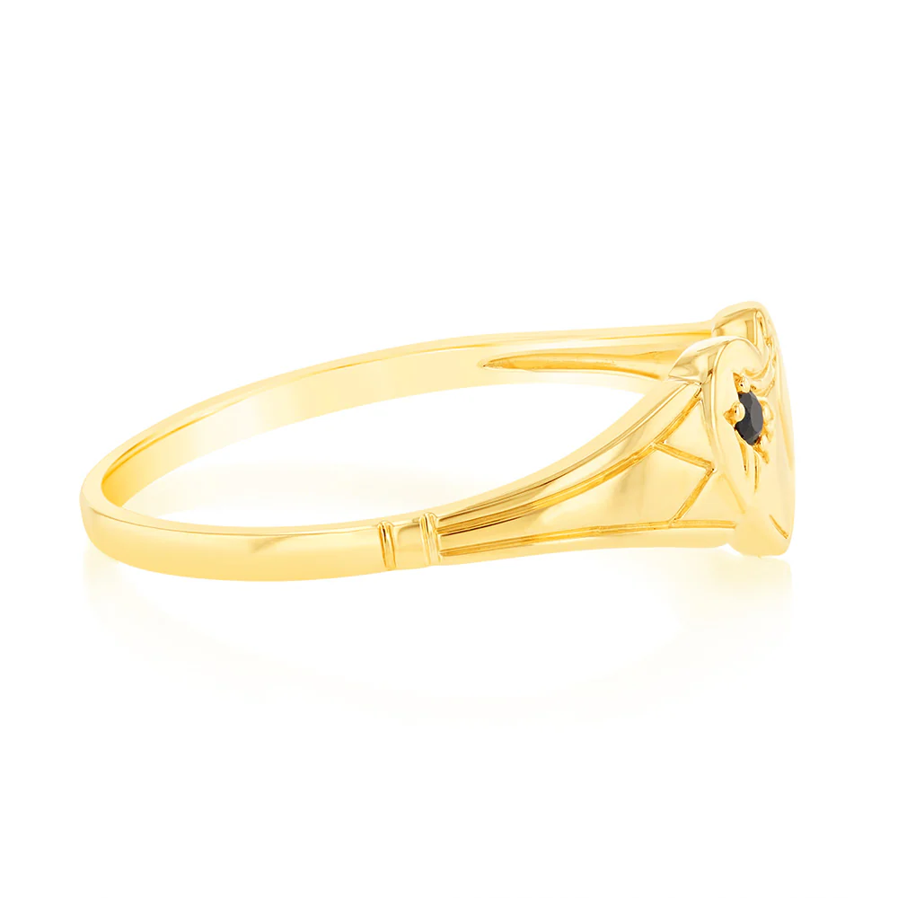 Natural Sapphire Heart Signet Ring in 9ct Yellow Gold - Image 2