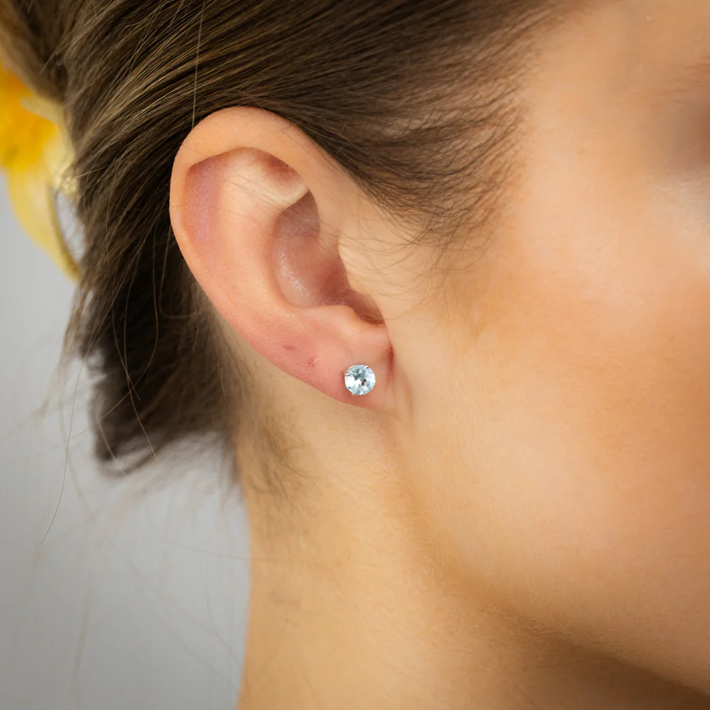 Natural Topaz Stud Earrings in Sterling Silver - Image 2
