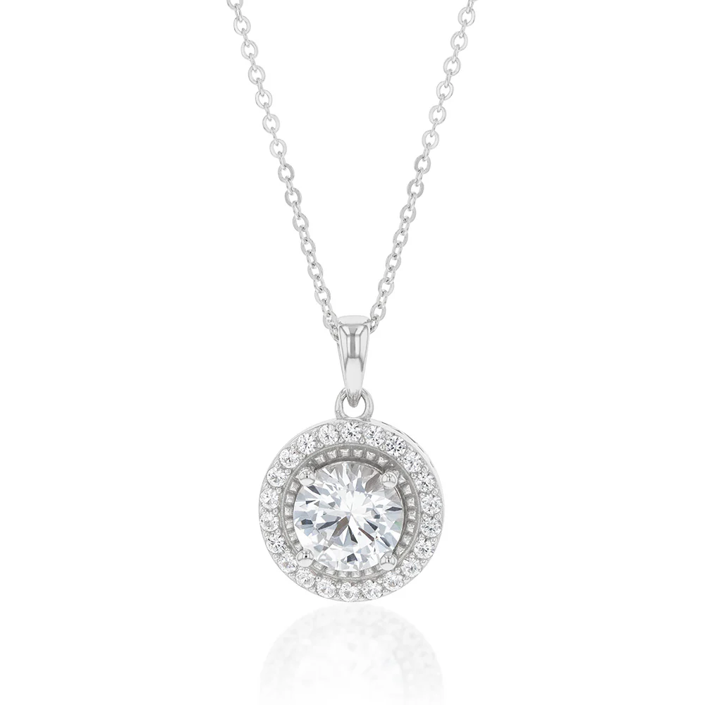 Natural White Sapphire Pendant and Earring Set on Chain in Sterling Silver - Image 2
