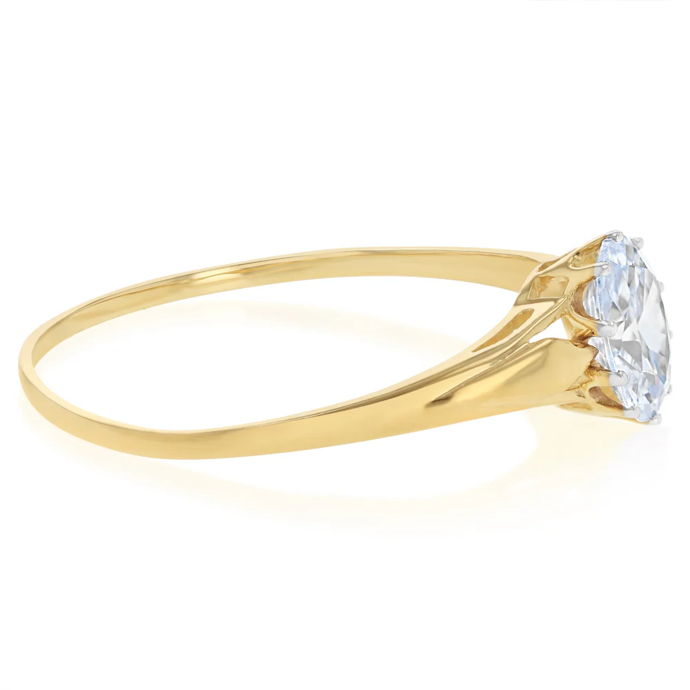 Oval Cubic Zirconia Ring in 9ct Yellow Gold - Image 2