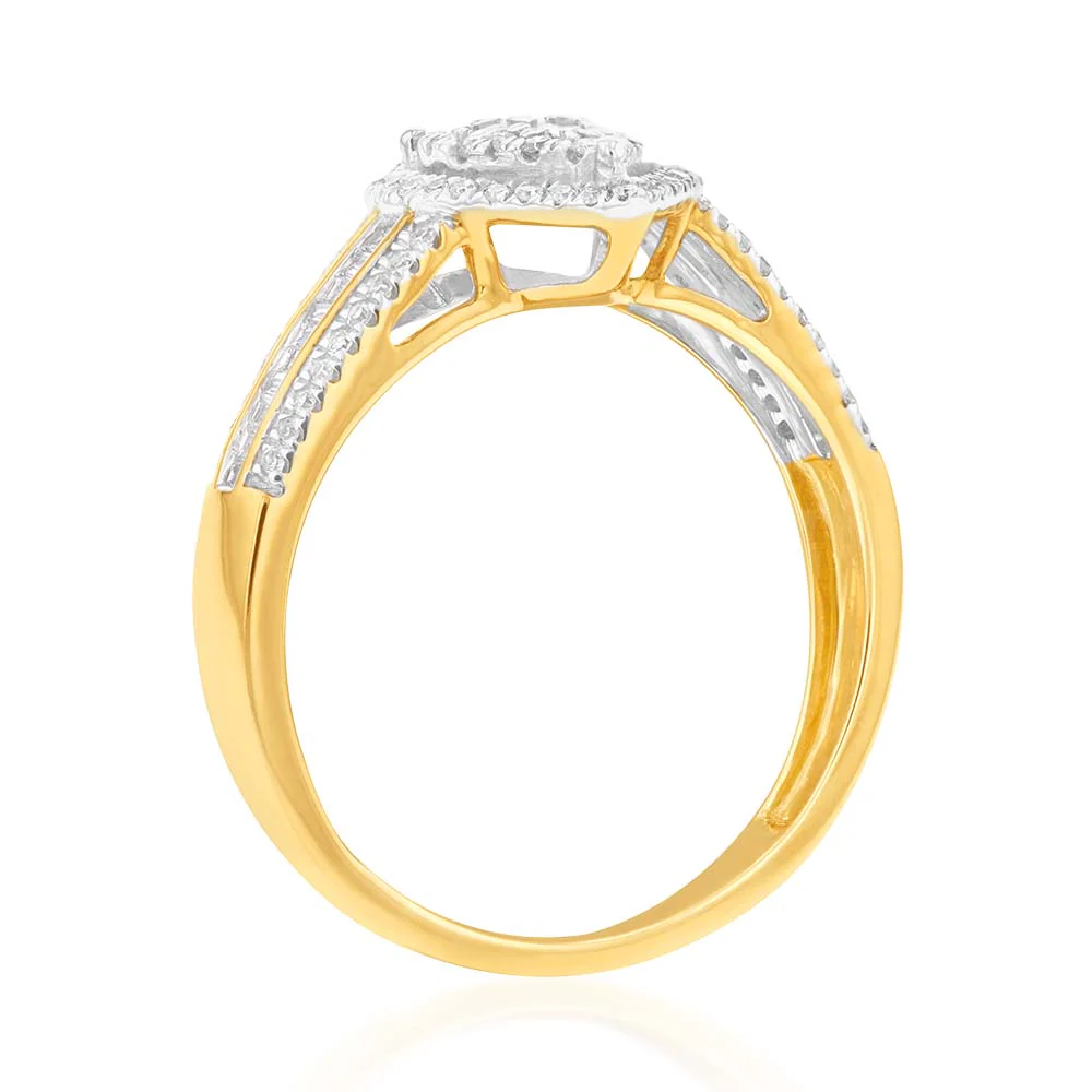 Pear Illusion Set Diamond Ring in 9ct Yellow Gold - Image 2