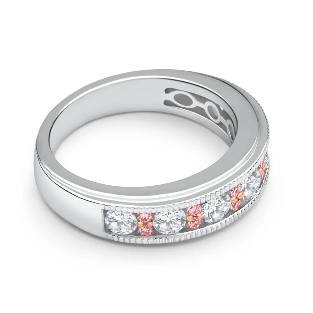 Pink Diamond 18ct White Gold Channel Set Diamond Ring - Image 2