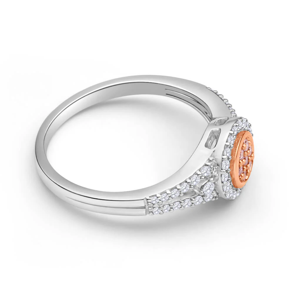 Pink Diamond 18ct White Gold Diamond Cluster Ring - Image 2