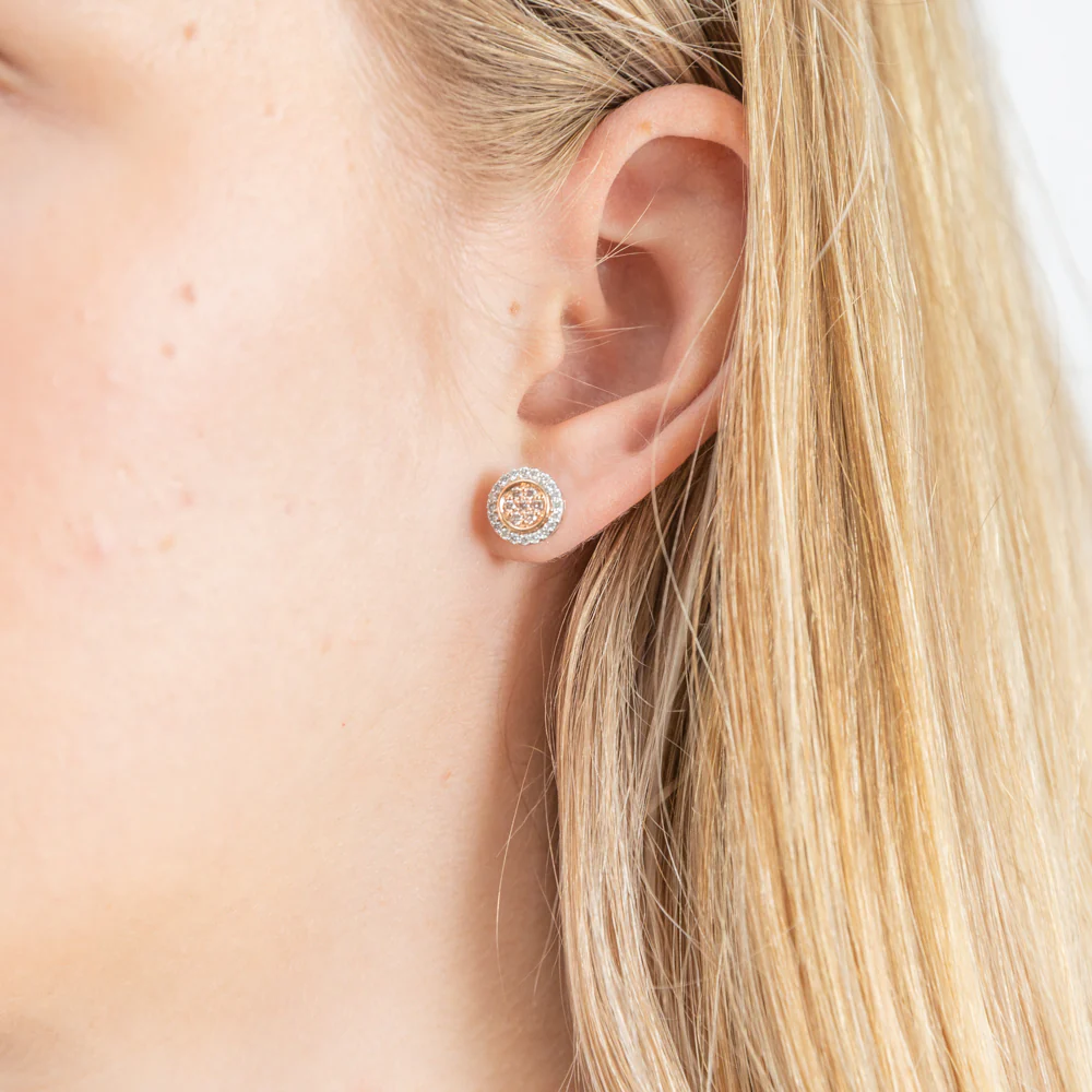 Pink Diamond 18ct White Gold Diamond Stud Earrings - Image 2