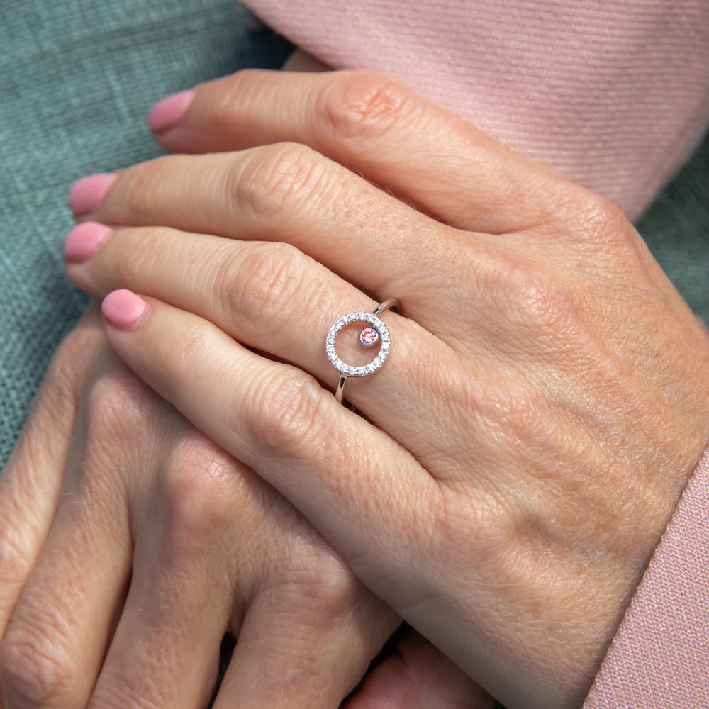 Pink & White Luminesce Lab Grown Diamond Ring set in 9ct White Gold - Image 3