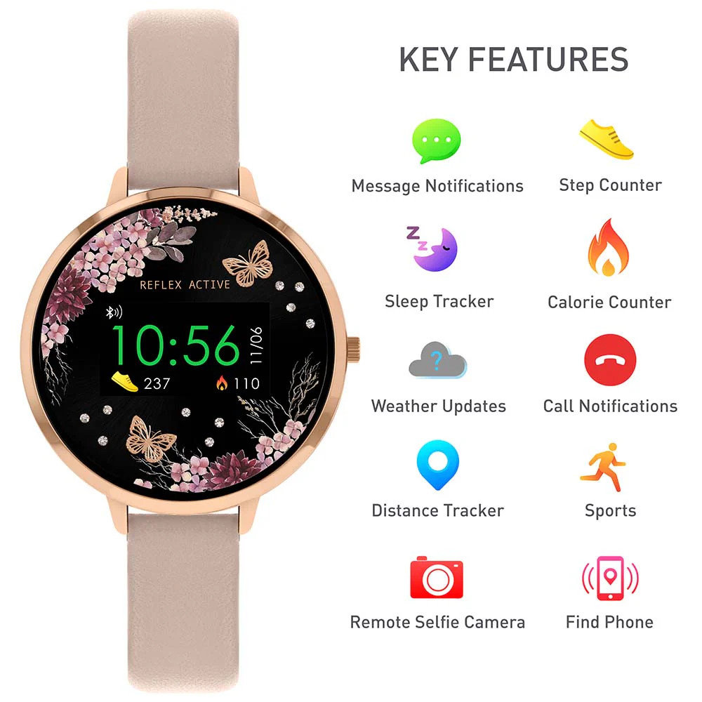 Reflex Active RA03-2014 Floral Pink Nude Strap Smart Watch - Image 2