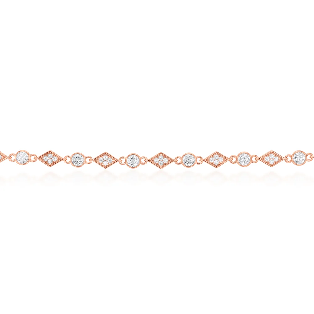 Rose Gold Plated Cubic Zirconia Fancy Choker Chain - Image 2