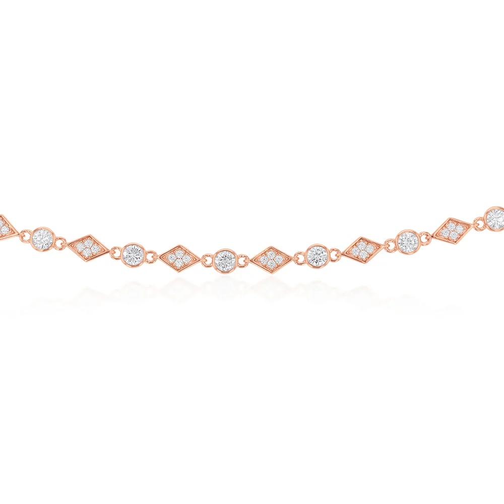Rose Gold Plated Cubic Zirconia Fancy Choker Chain - Image 3