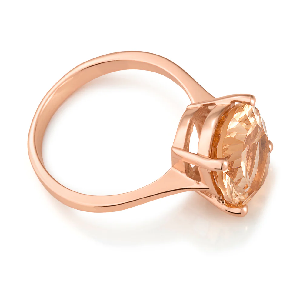 Rose Gold Plated Oval Shape Morgalite Pink Obsidian Ring - Image 2