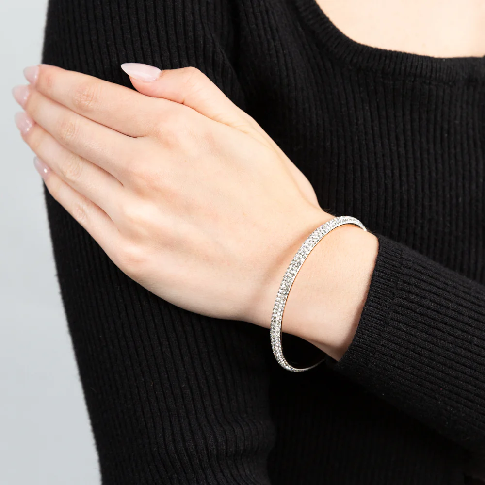 Rose Gold Plated Stainless Steel Crystal Bangle 65mm - Image 5