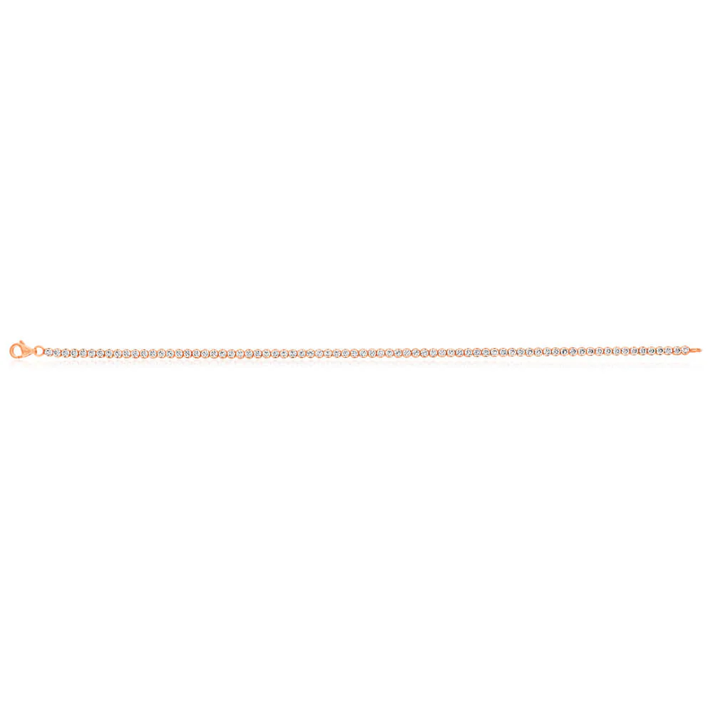 Rose Gold Plated Sterling Silver Cubic Zirconia 19cm Tennis Bracelet - Image 2