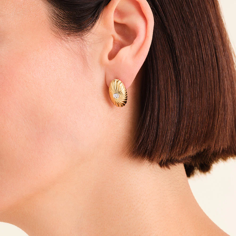 Rosefield Bold Solitary Texture Gold Studs - Image 3