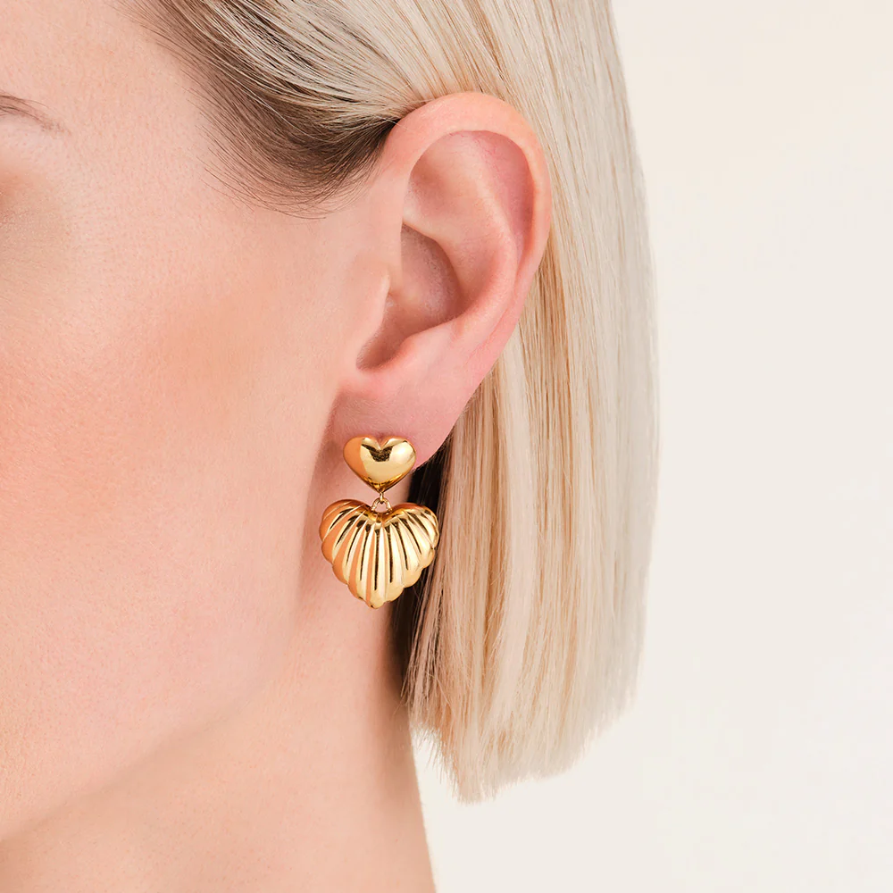 Rosefield Double Heart Pendant Earrings - Image 3