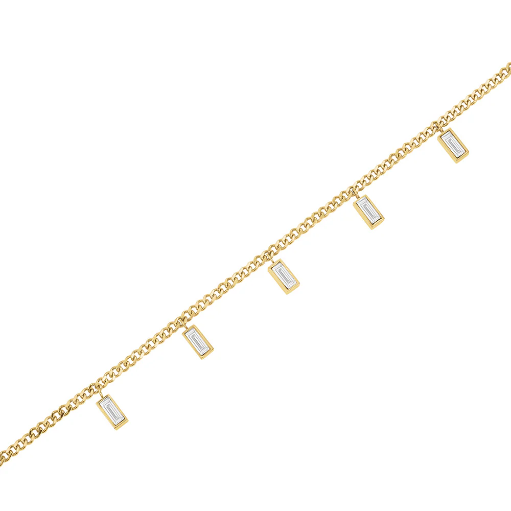 Rosefield Gold Playful Crystals Baguette Dangling Necklace - Image 3
