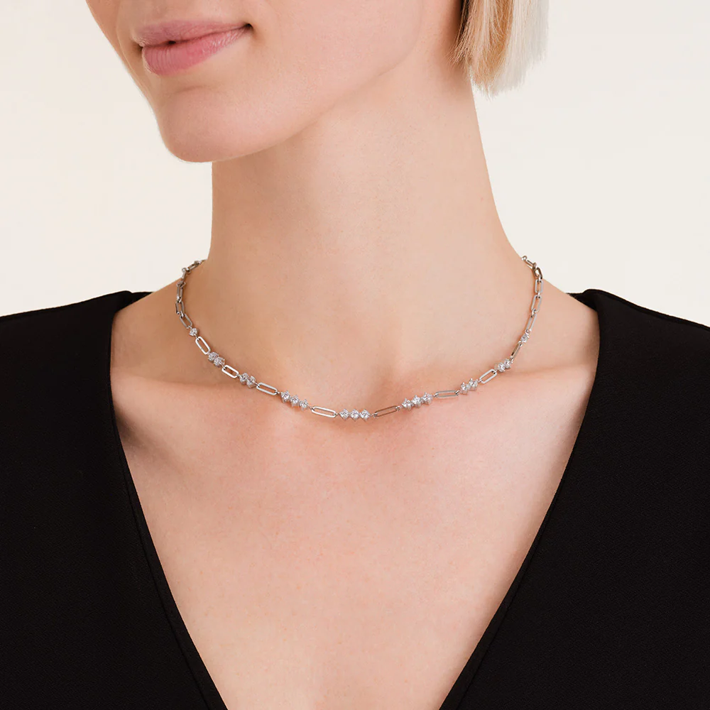 Rosefield Graduated Crystal Silver Necklace - Image 4