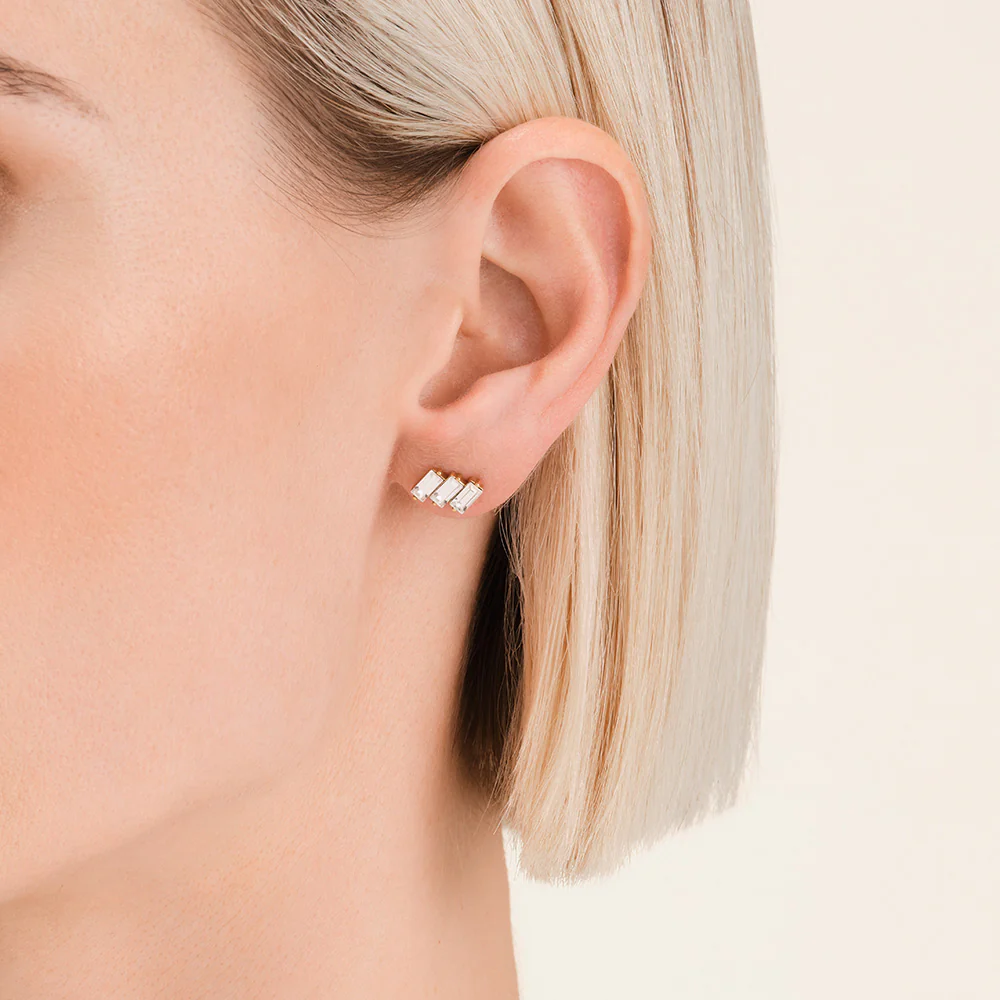 Rosefield Iconic Triple Baguette Studs - Image 2