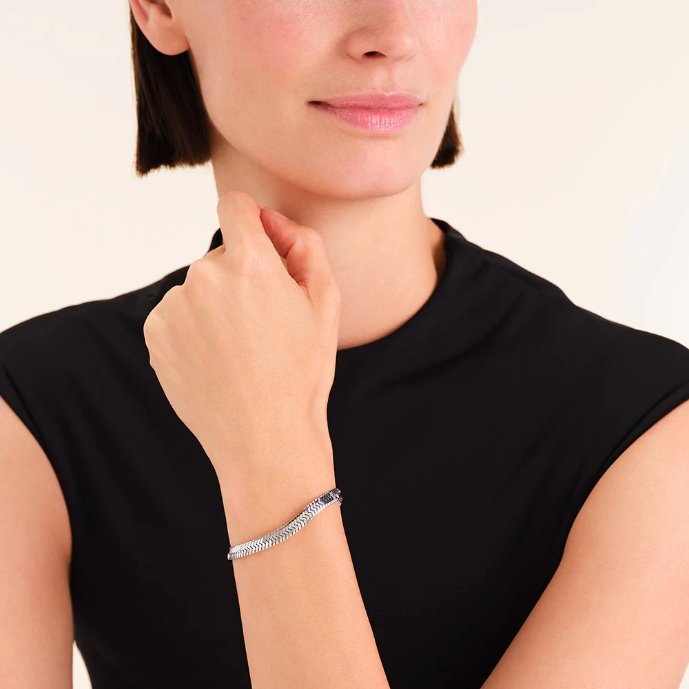 Rosefield Large Silver Snake Bracelet - Image 4